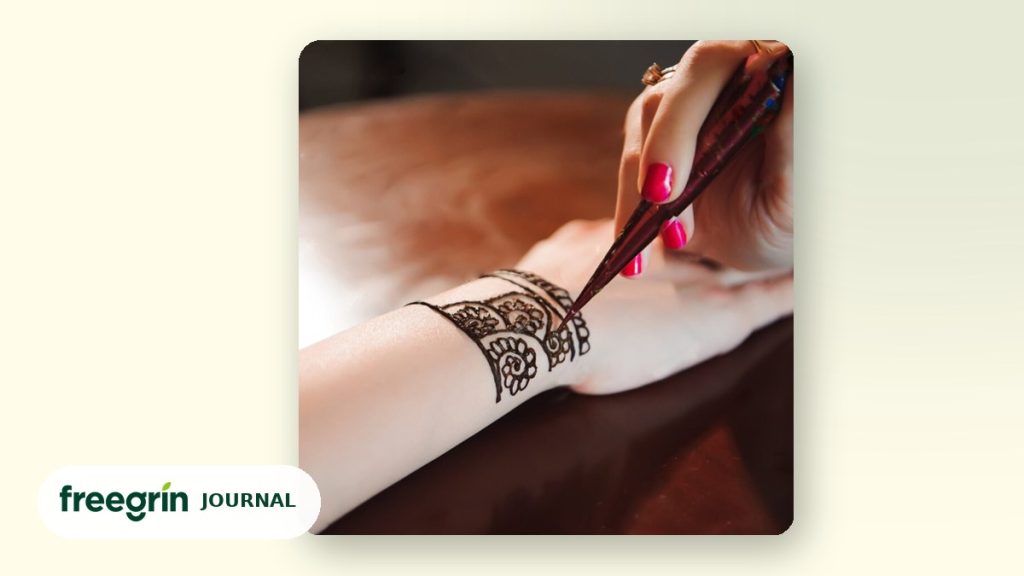 Natural henna body art on the wrist, how long henna lasts on skin