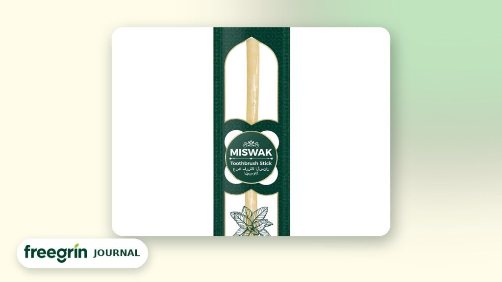 Freegrin mint miswak stick in its sealed pack — how often to use a miswak and how long one lasts