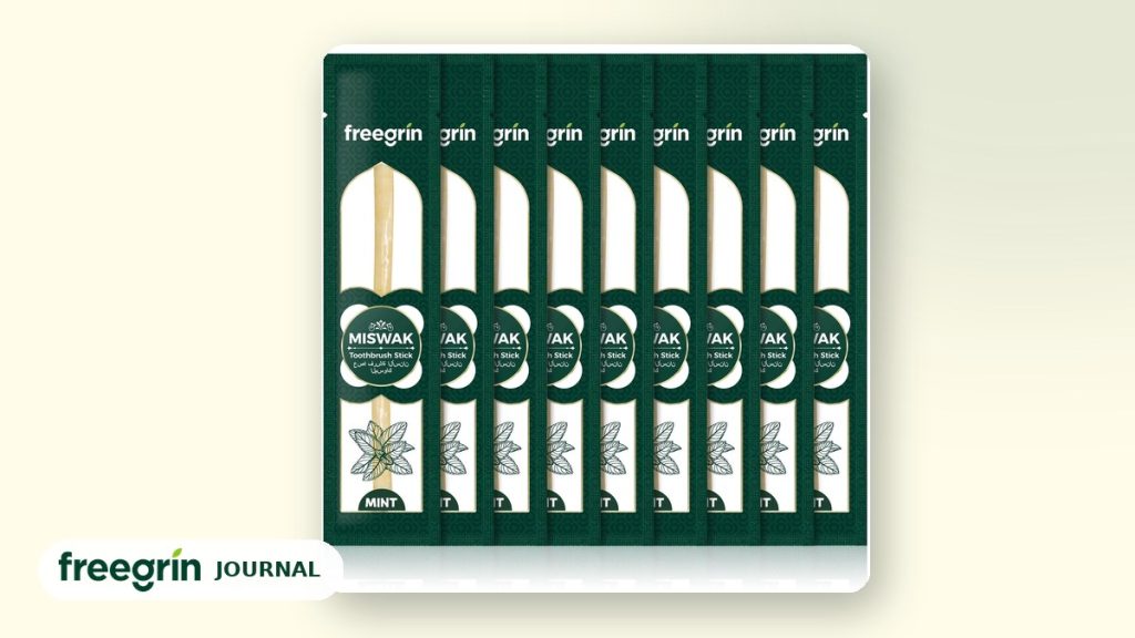 Freegrin mint miswak sticks 9-pack, natural Salvadora persica teeth-cleaning twigs